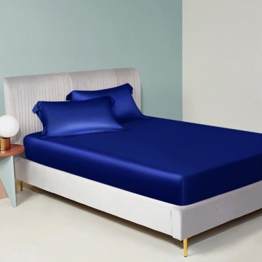 Royal Blue 22 Momme Mulberry Silk Fitted Sheet Australia
