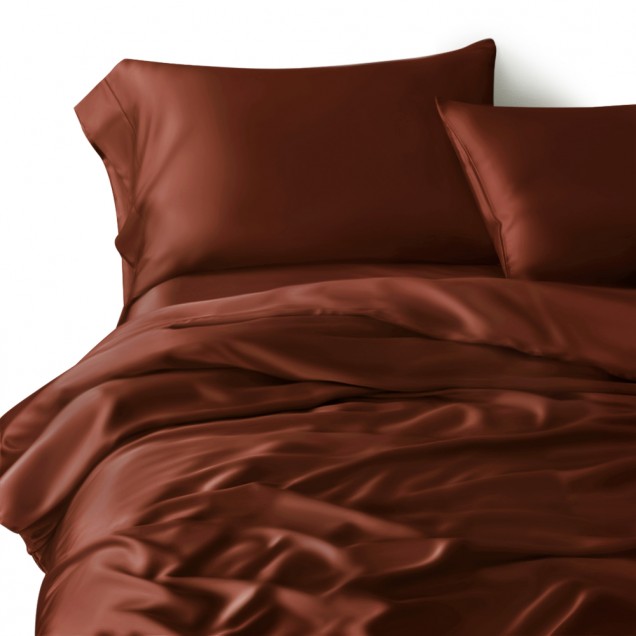 Rust Red 3 PCS 22 Momme Mulberry Silk Duvet Cover Set Australia Rust Red 3 PCS 22 Momme Mulberry Silk Duvet Cover Set Australia