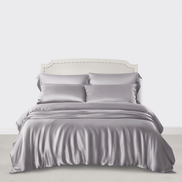 Silver 3 PCS 22 Momme Mulberry Silk Duvet Cover Set Australia