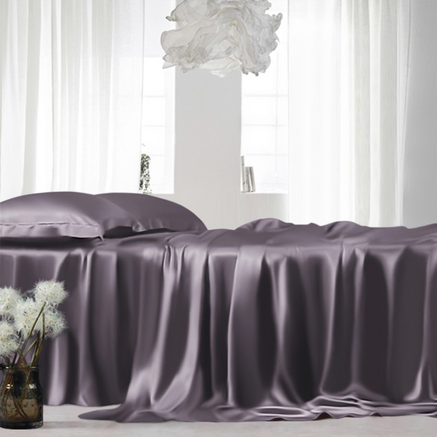 Slate Gray 22 Momme Mulberry Silk Flat Sheet Australia Slate Gray 22 Momme Mulberry Silk Flat Sheet Australia