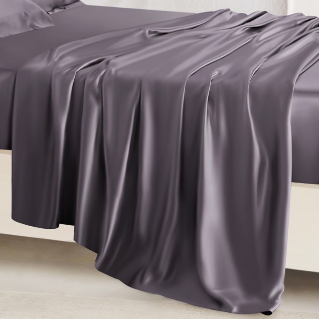 Slate Gray 22 Momme Mulberry Silk Flat Sheet Australia Slate Gray 22 Momme Mulberry Silk Flat Sheet Australia