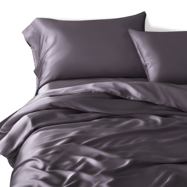 Slate Gray 3 PCS 22 Momme Mulberry Silk Duvet Cover Set Australia Slate Gray 3 PCS 22 Momme Mulberry Silk Duvet Cover Set Australia