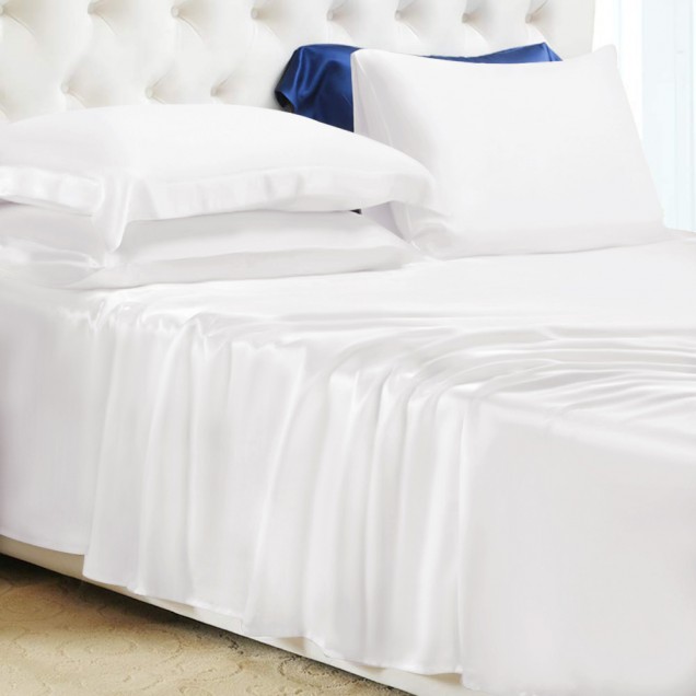White 22 Momme Mulberry Silk Flat Sheet Australia