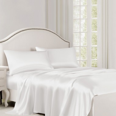 White 22 Momme Mulberry Silk Flat Sheet Australia