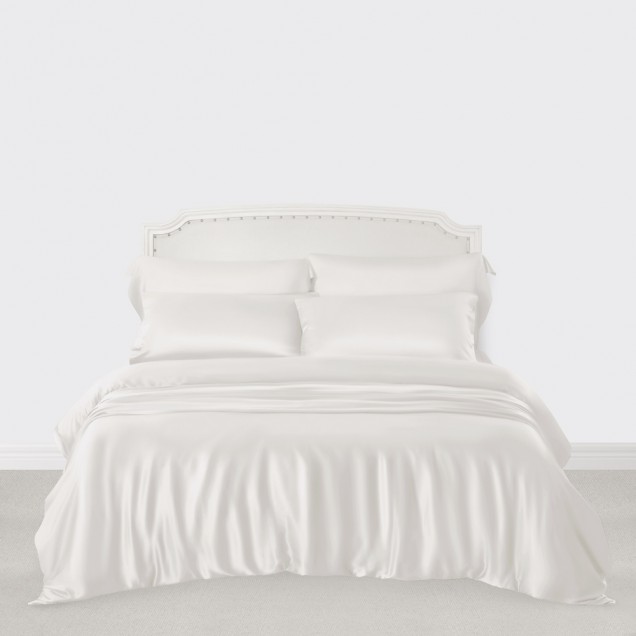 White 3 PCS 22 Momme Mulberry Silk Duvet Cover Set Australia White 3 PCS 22 Momme Mulberry Silk Duvet Cover Set Australia